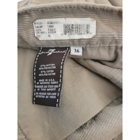 7 For All Mankind 5 Pocket Corduroy Jean Pants Green Pockets Stretch Men Size 36 - Picture 7 of 8